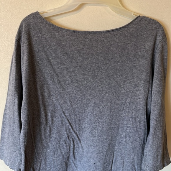 Emma Brooke, V-Neck top, grey, L, floral embroidery, cotton/modal - Picture 4 of 4